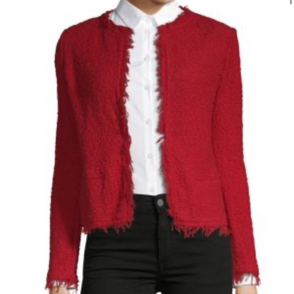 IRO Shavani Dark Red Open Fringe Jacket
